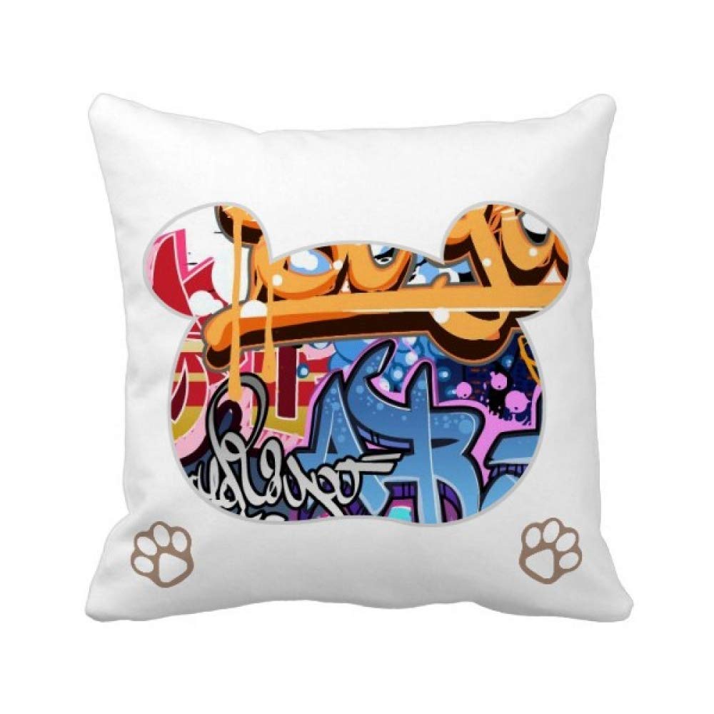 Housse de coussin tête de mort graffiti carrée 45x45 cm multicolore