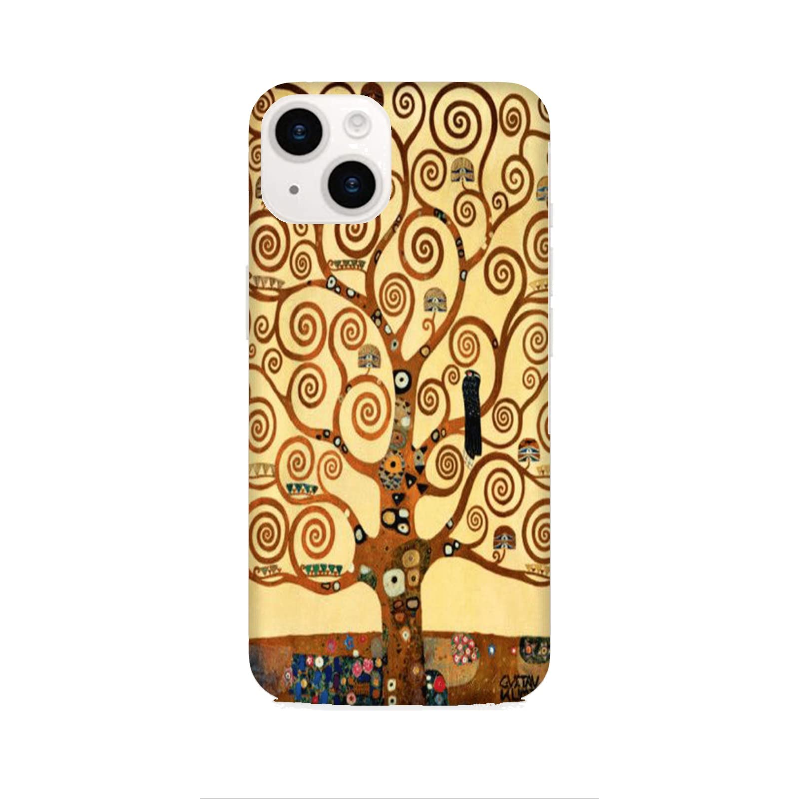Compatibile con iPhone 14 Plus Custodia Premium Silicone Progettata Cover Giallo Fiore Ragazze Antiscivolo Impermeabile Ultrasottile Vieni con una protezione per lo schermo (Gustav Klimt-Il Bacio
