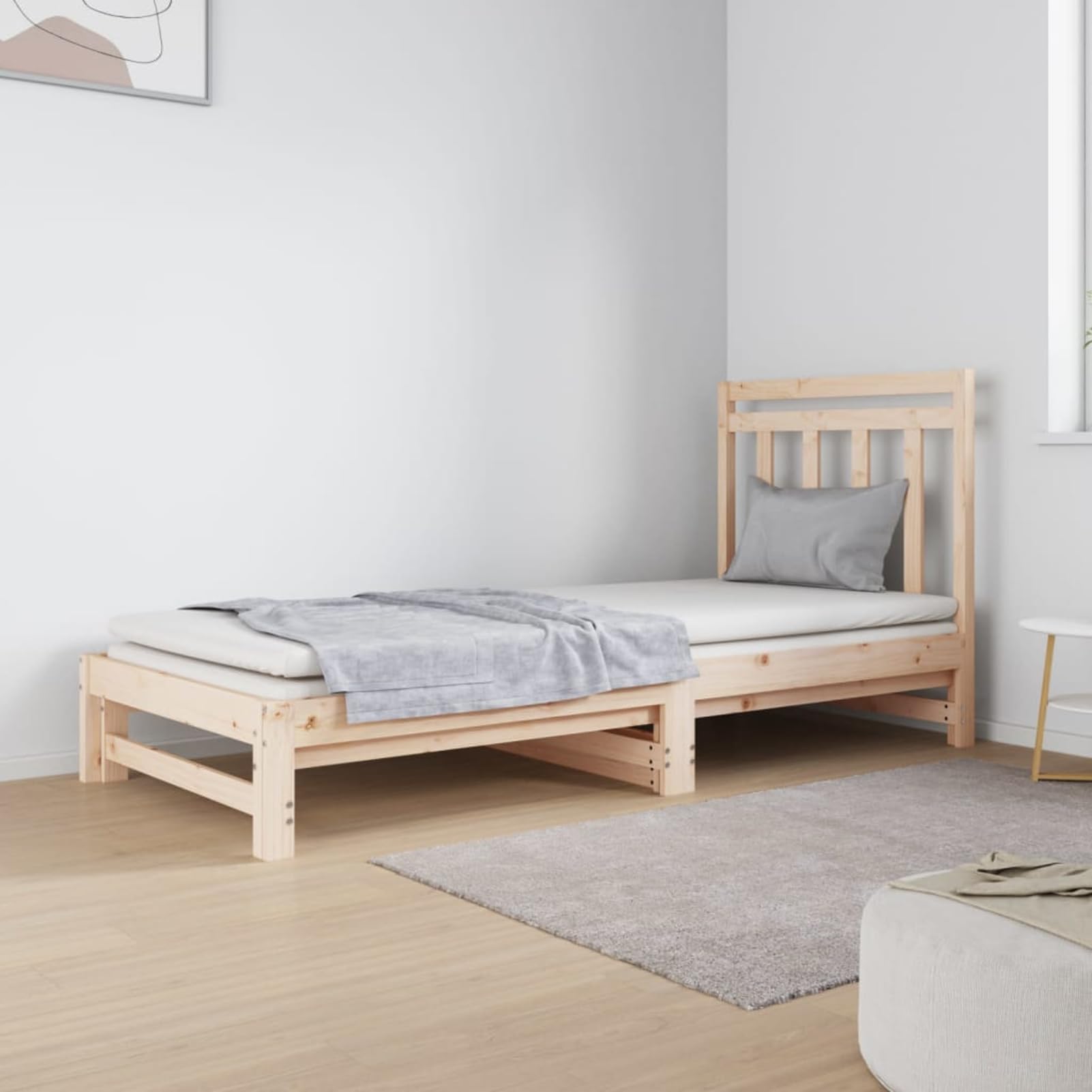 ATOMSTACK MAKER Set di 2 letti estraibili 90 x 190 cm, in legno massello di pino naturale, divano letto multifunzionale per adulti, ideale per ospiti e piccoli spazi, senza trattamento chimico