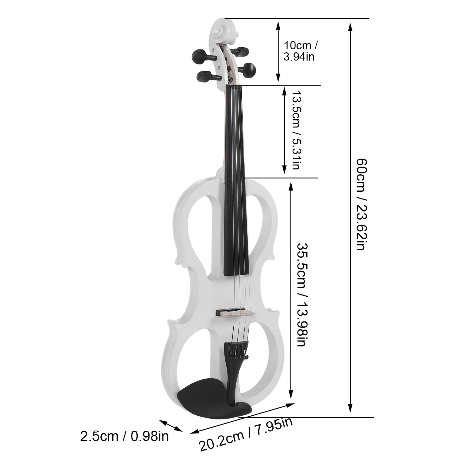 Profesional 4/4 Violín Electrico Silencioso Tamaño Completo Electric Violin Set para Principiantes, Violín Eléctrico Metálico de Madera Maciza, Negro (White)