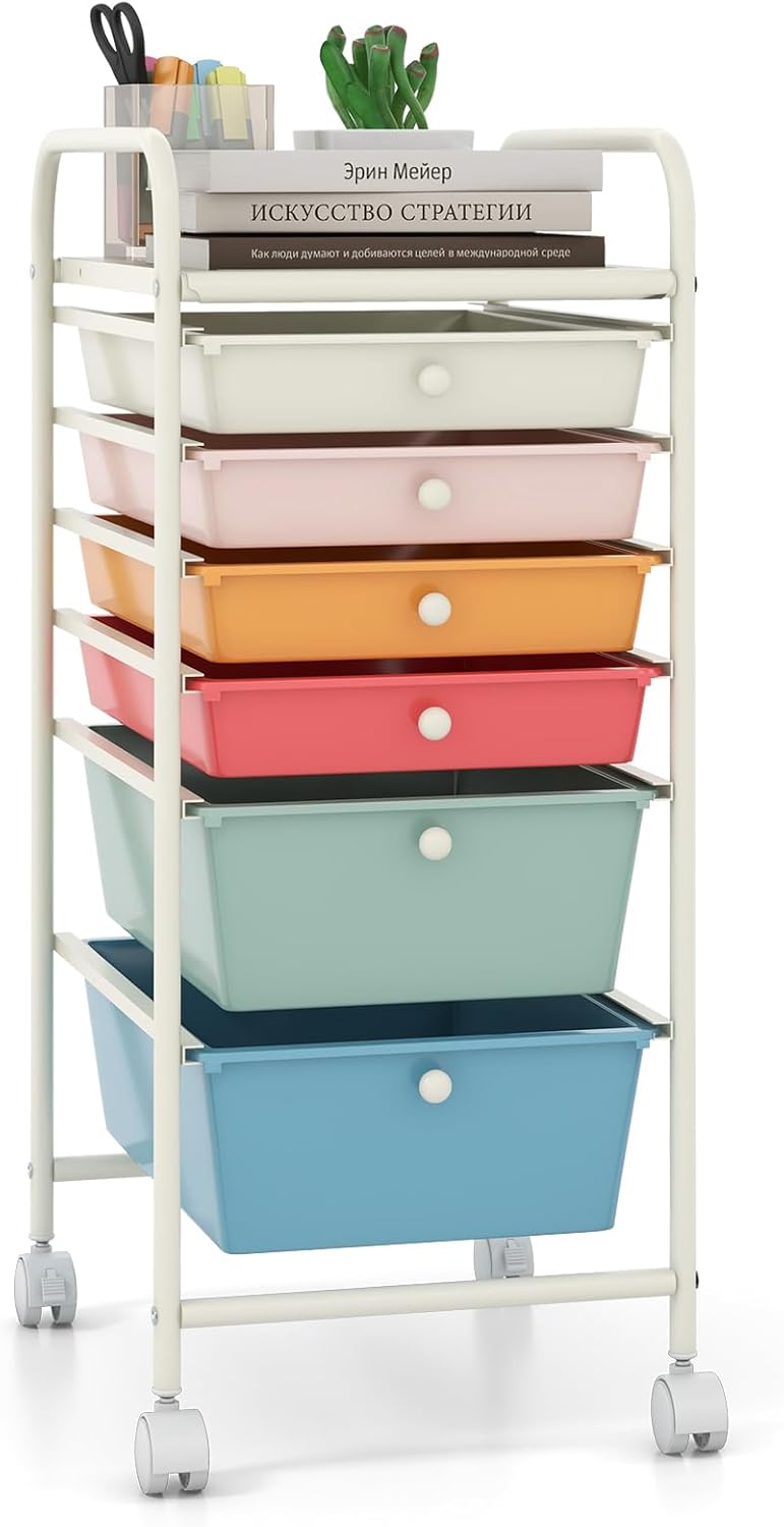 ARLIME 6-Drawer Rolling Storage Cart, Multifunctional Storage Organizer Cart with Wheels, Mobile Utility Cart for Home Office Garage Tools