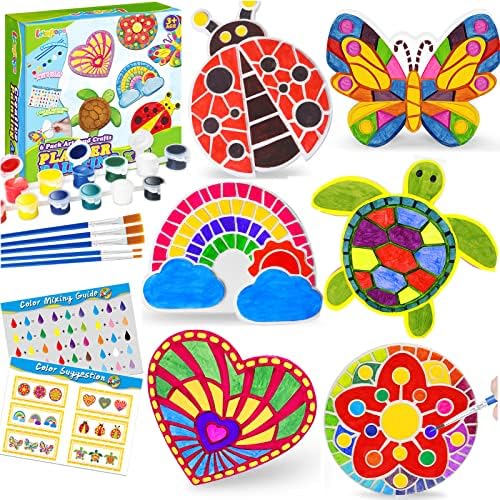 Letapapa Arts and Crafts Painting Kits for Kids Aged 4-8, 6 Pack DIY Kids Plaster Painting Set, Indoor & Outdoor Decoration, Kids Craft Painting Activities Christmas Gift for 4 5 6 7 8 Year Old Girls