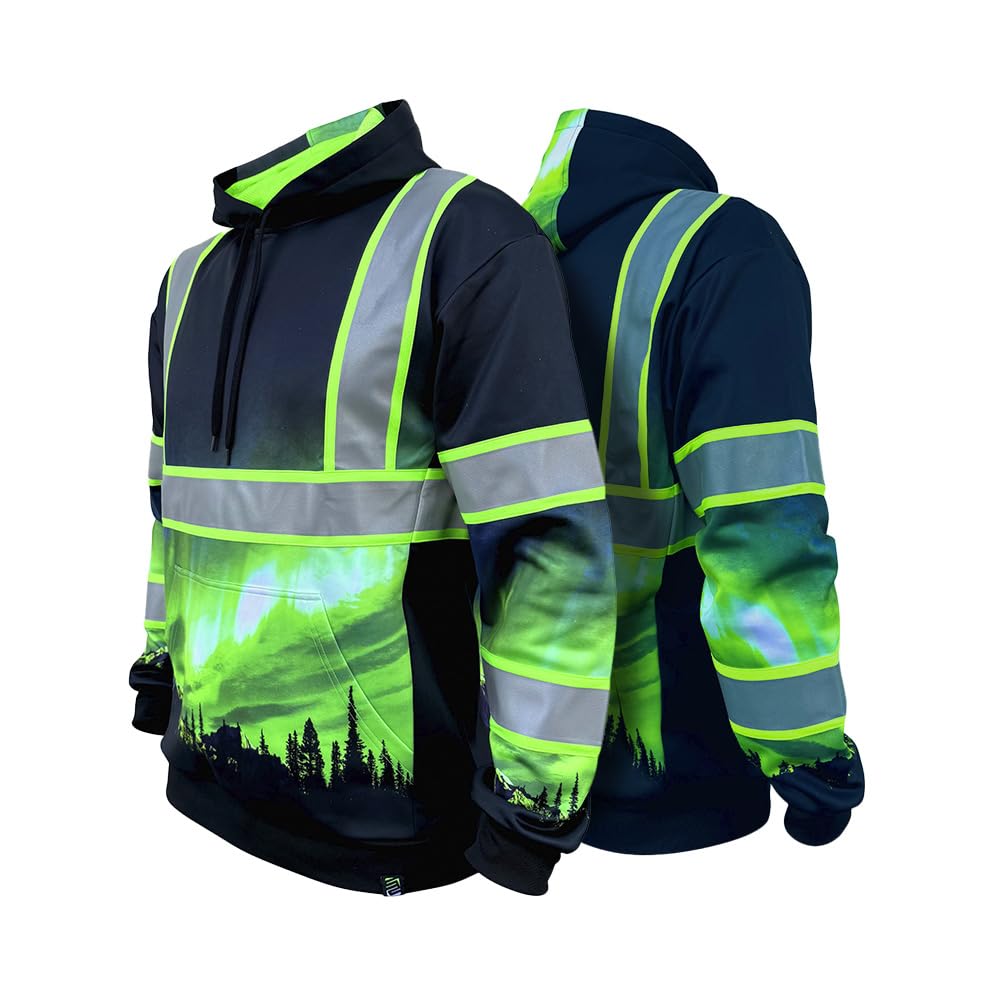 SafetyShirtz Men's SS360 ANSI Type-O and Enhanced Visibility Stealth Graphic Hoods and Zip Ups