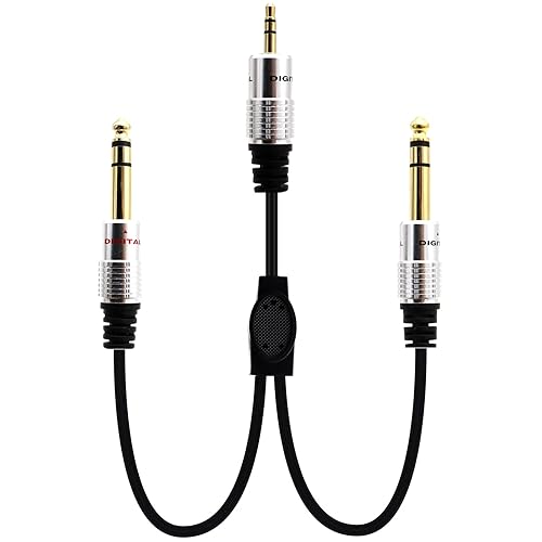 Chapado en oro DC3.0.197 in 18 TRS macho a doble 0.250 in 14 TRS macho macho estéreo macho a macho cable de audio para tabletas, reproductores de