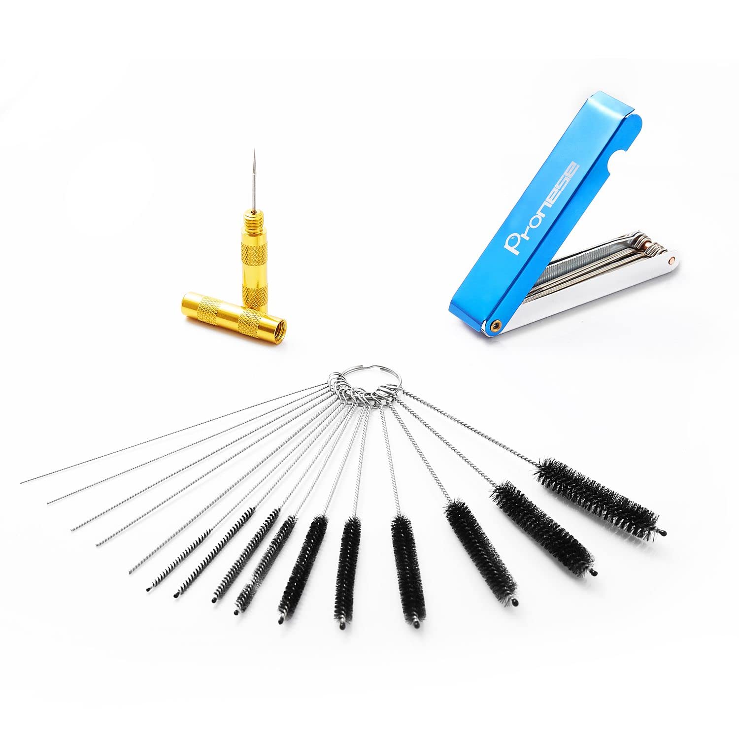 3 Set Carbon Dirt Jet Remove Cleaner For Carburetor, Airbrush, Spray Gun-5 Cleaning Needles+10 Nylon Brushes +13 Pieces Cleaning Wires Set + 1 Sharpen Pick Tool Kit，Remove Nozzle Paint, Dirt