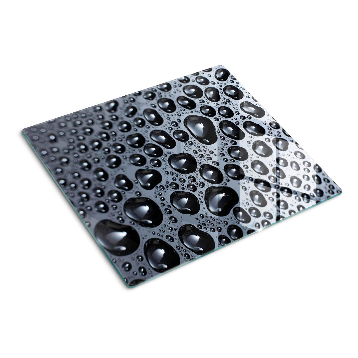 Planche à Découper pour la Cuisine 60x52 cm Avec Impression Décoration Résistant à la Chaleur Modernité Symétrique Contact Alimentaire Bords Polis Pieds Antidérapants - Gouttes d'eau