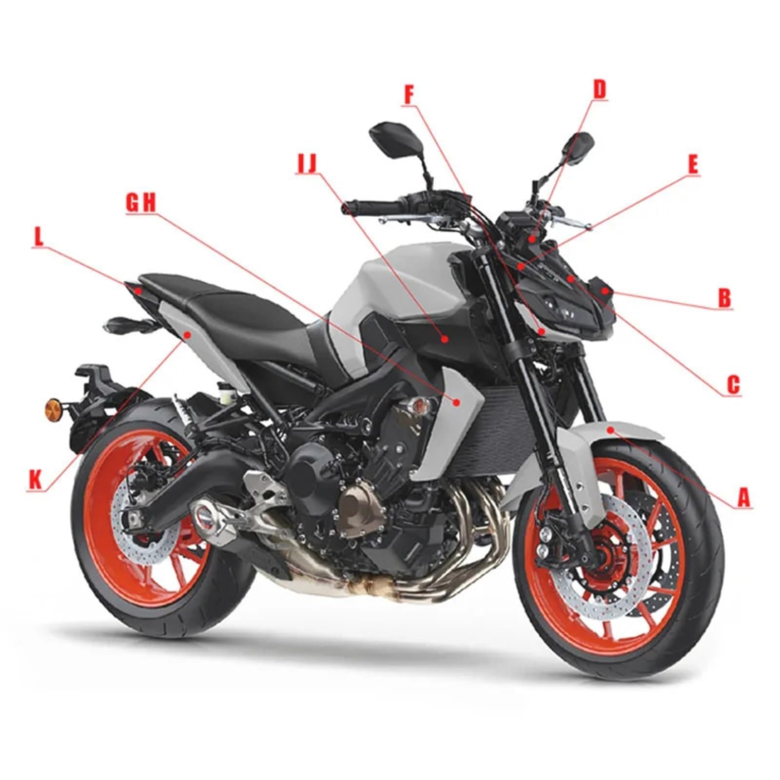 przednia owiewka Pasuje do Yamaha MT09 FZ09 2017 2018 2019 2020 Pełny zestaw osłon wtryskowych nadwozi, osłona panelu osłony(Unpainted-011)