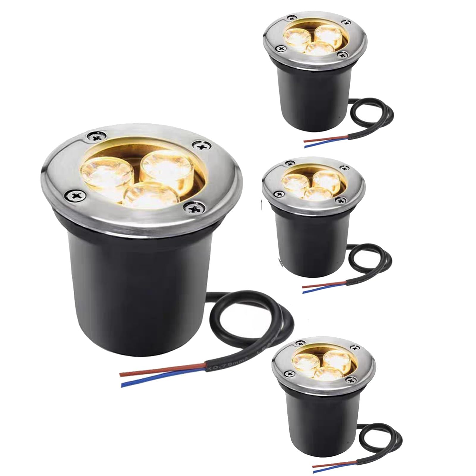 QICBYING 4PCS Outdoor Buried Lights, 12V/24V Buried Yard Floodlight, IP67 Waterproof Embedded Floor Lamp, Low Voltage Round Landscape Lamp, For Garden, Yard, Tree Lighting(Green,3W-24V)