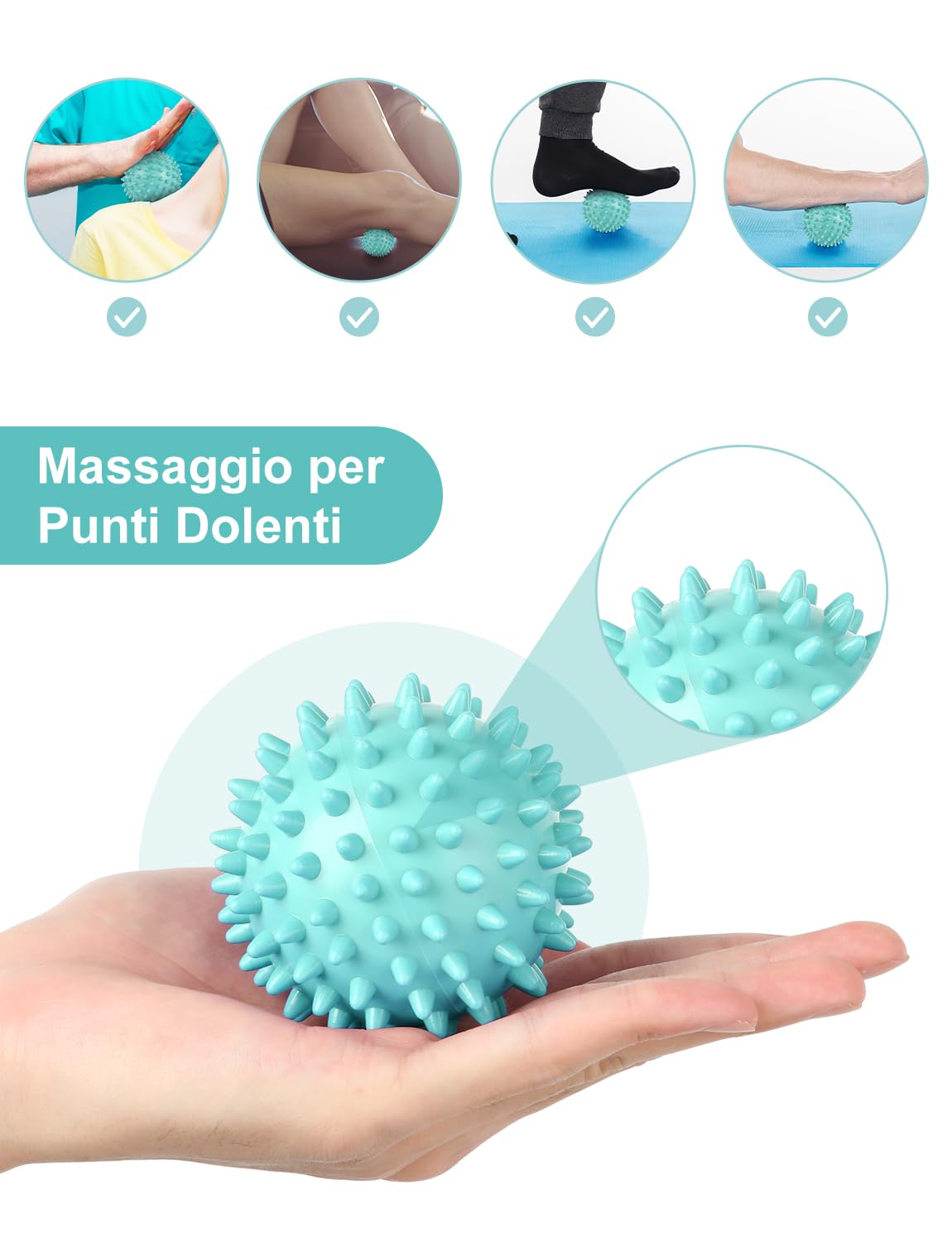 Glymnis Rullo massaggiante muscolare in schiuma 4 in 1 con 1 rullo in schiuma, 1 bastone da massaggio e 2 palline da massaggio per rilassare i muscoli Ridurre il dolore del corpo