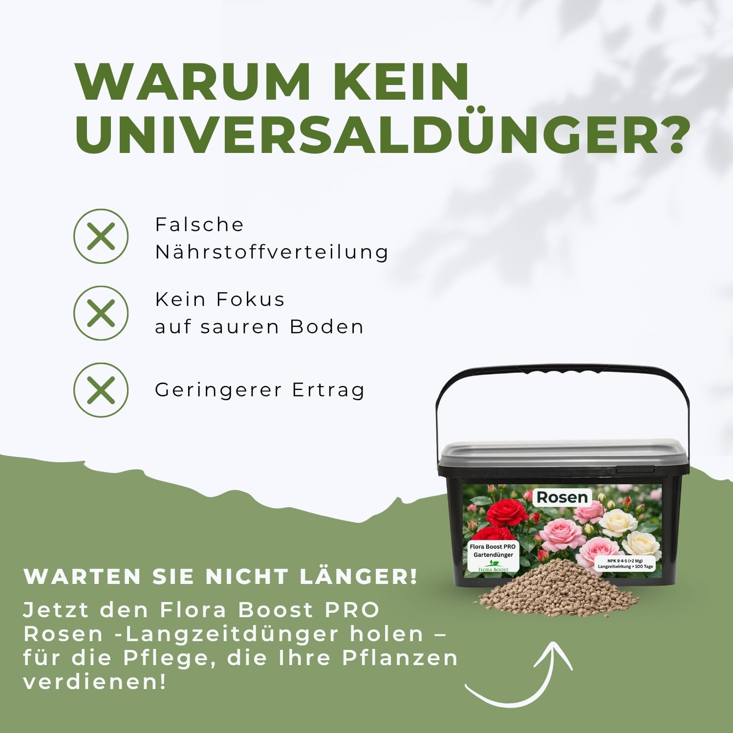 Flora Boost PRO Rosen Dünger 5 kg I Langzeitdünger für Edel-, Beet-, Kletter- & Strauchrosen I Granulat für üppige Blüten, kräftiges Wachstum & gesunde Rosen