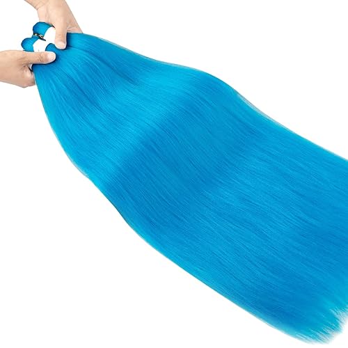 Miniatura 6 de Cabello trenzado azul cielo de 30 pulgadas, 2 paquetes de 2 extensiones de cabello trenzado largo preestirado, extensiones de cabello trenzado Yaki,