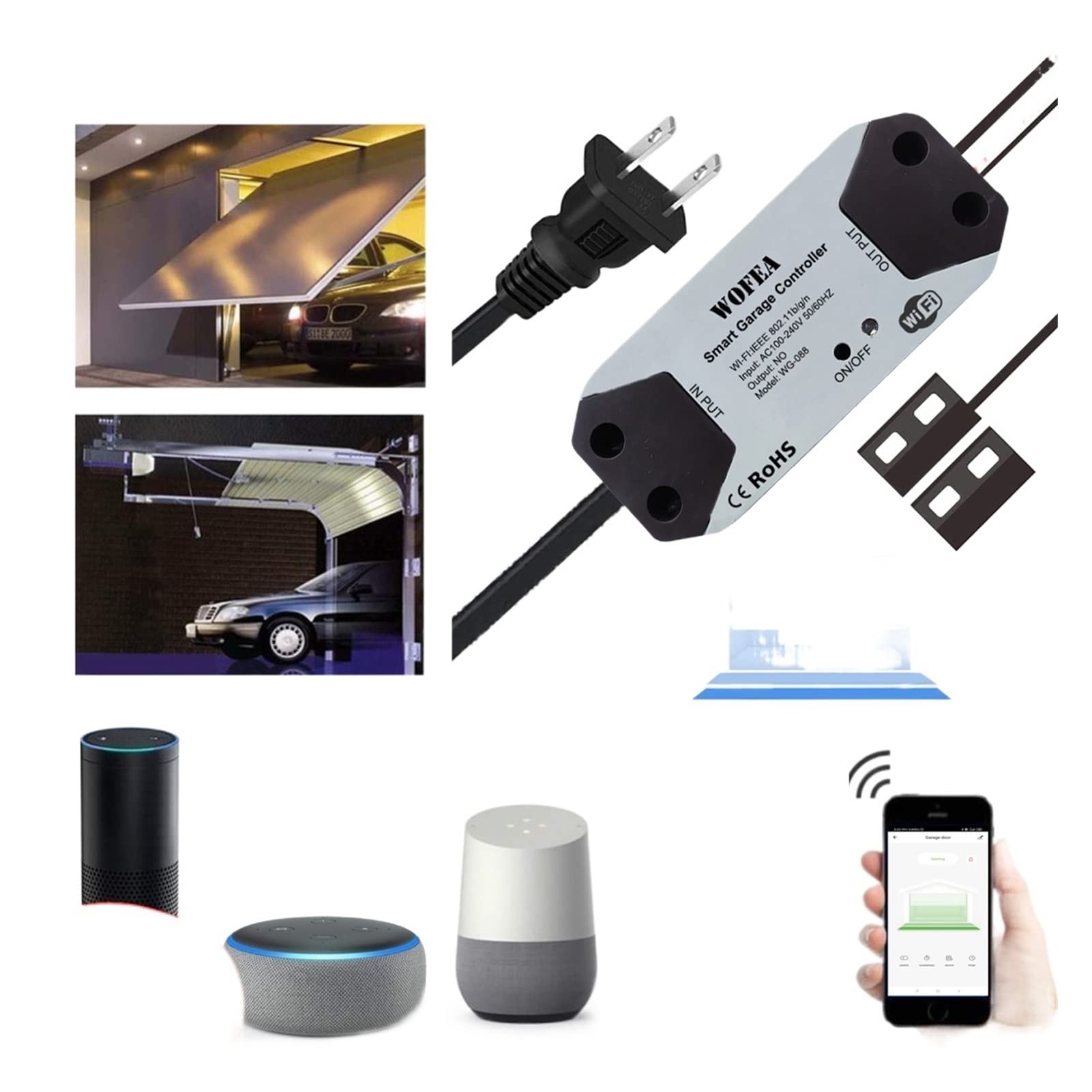WiFi Switch Smart Garage Door Opener Controller Work Home SmartLife/Tuya APP Control No Hub Require