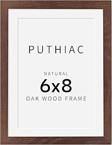 6x8 Oak Wood Picture Frame - Minimalist 6x8 Picture Frame, 6"x8" Frame Wood, Natural Solid Wooden Picture Frames for Wall Art Photo and Prints(1 Pack, Walnut)