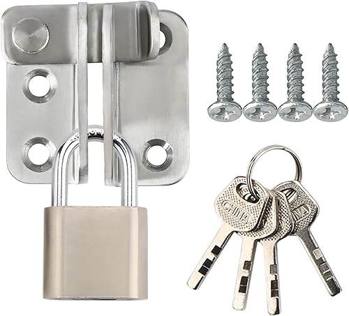 Alise MS3001B-SET - Juego de pestillos de puerta con candado, pestillo de perno deslizante, cerradura de seguridad para gabinete de granero, jaula