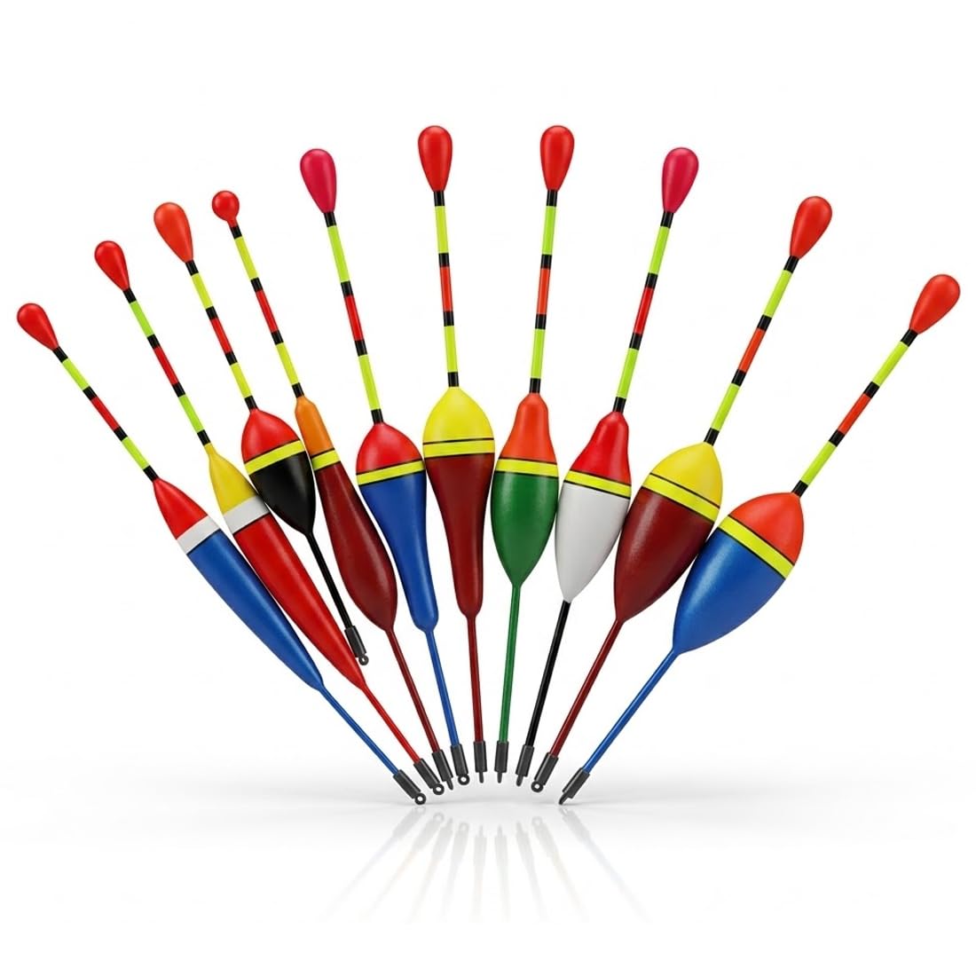 10 Piezas Set de Boyas de Pesca - Flotadores para Pesca y Boyas de Trucha con Plomos de Pesca - Kit Completo para Lagos, Estanques y Ríos (10 Tamaños)