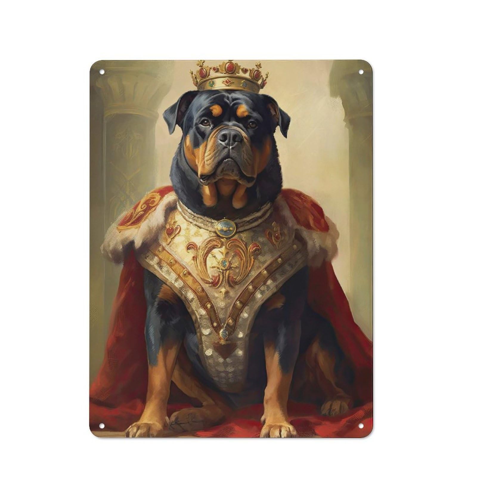 Junmoney Style Metal Wall Sign 40X30cm Featuring Rottweiler The King For Café Or Restaurant, A Decorative Metal Sign For Cafés And Restaurants