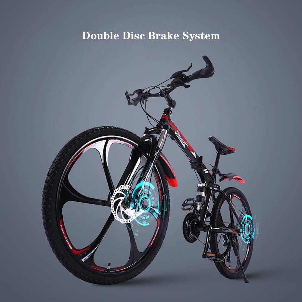 Pliable Vélos de Montagne,26Inch 21 Vitesses Léger Adulte Folding Bike avec Double Frein à Disque,Cadre en Acier Carbone VTT Vélos pour Homme et Femme
