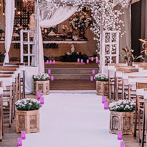 Image of Lanker Flameless Candles, Battery Operated LED Pillar D1.5 x H3 inch, Steady Pink Long Flame-Effect Light, Romantic Electronic Fake Votive Candles for Party, Halloween, Set of 12 (Pink)