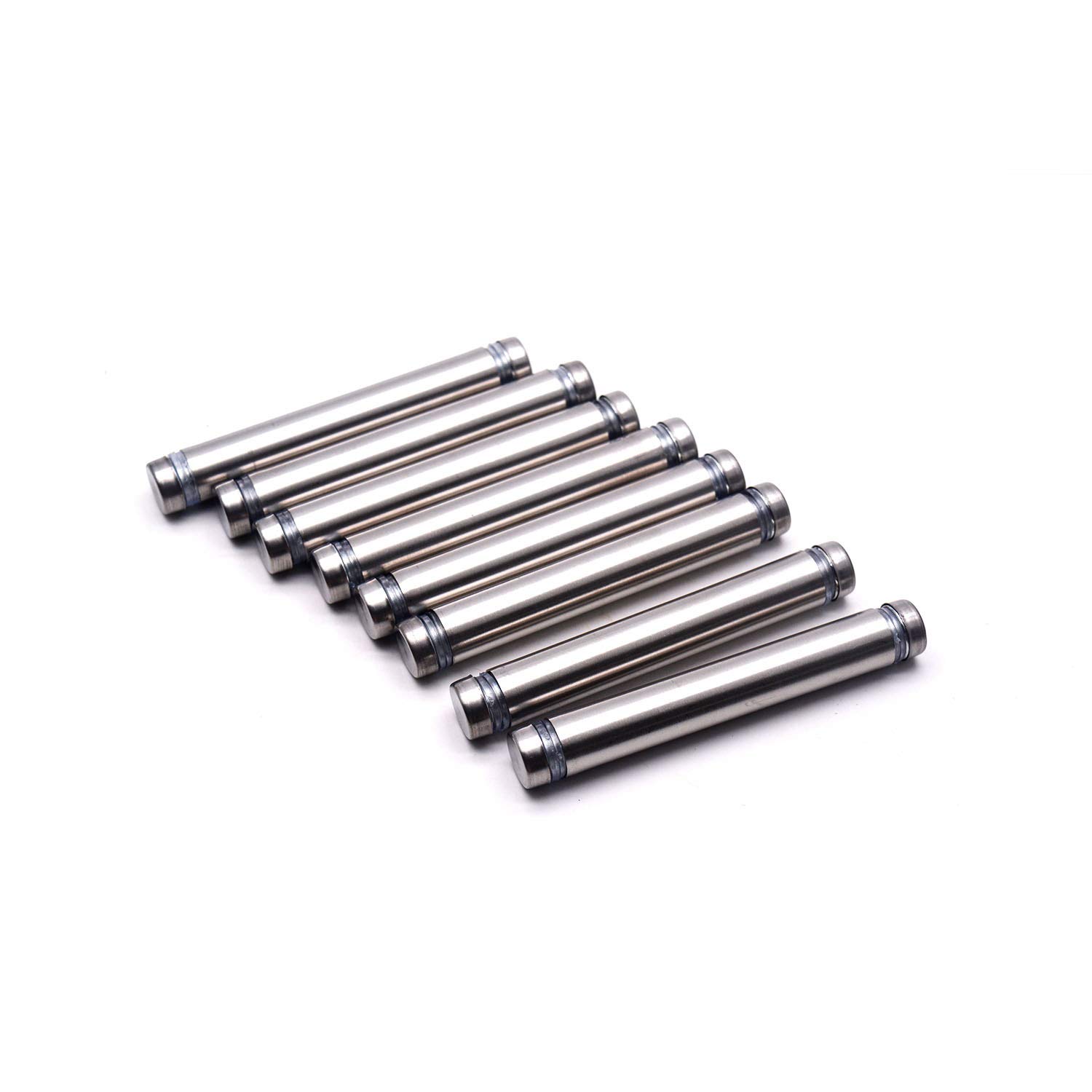 T Tulead Sign Standoff Holder 4/9" Dia x 3-1/9" Ln Wall Mount Glass Standoff Stainless Steel Advertising Nails Flat Top Sign Standoffs Silver Store Sign Holder Screws Double Head,Pack of 8