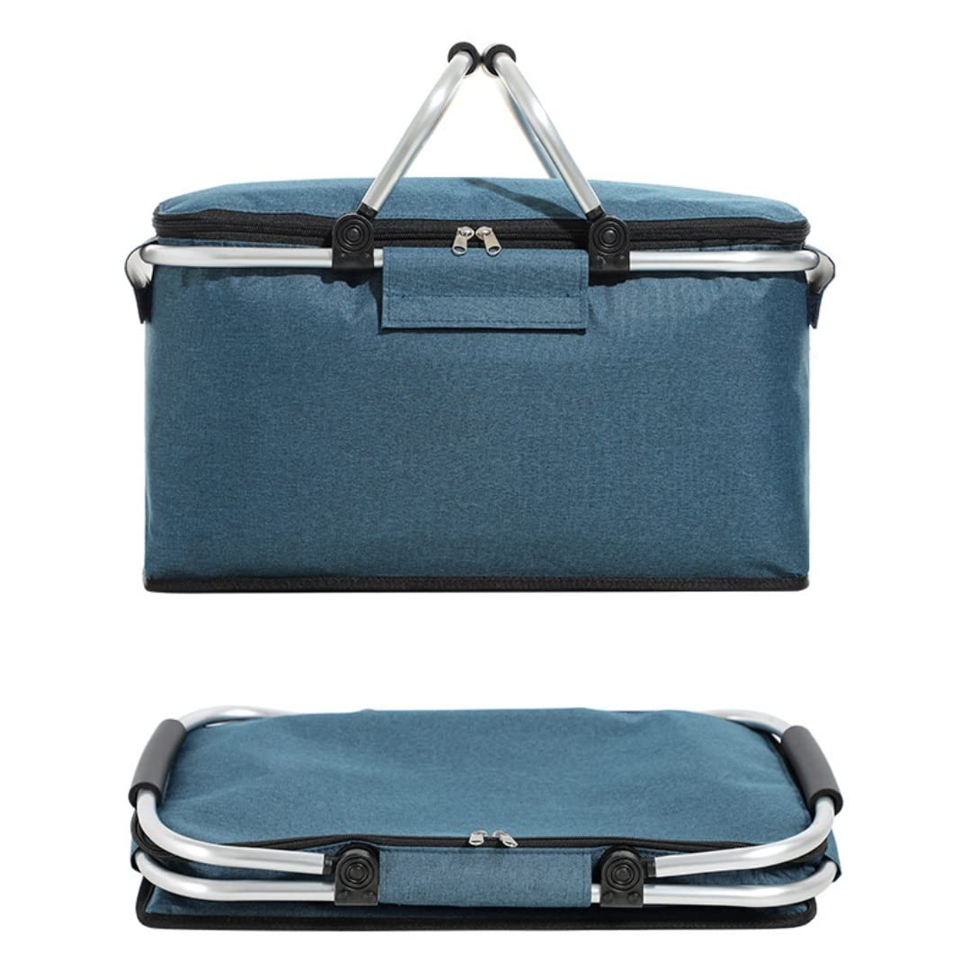 Cesta Picnic Cesta De Picnic Cesta De Pícnic Manta De Pícnic Impermeable Y Plegable con Asas Giratorias Dobles Refrigerador Aislado Portátil Cesta Picnic para Camping