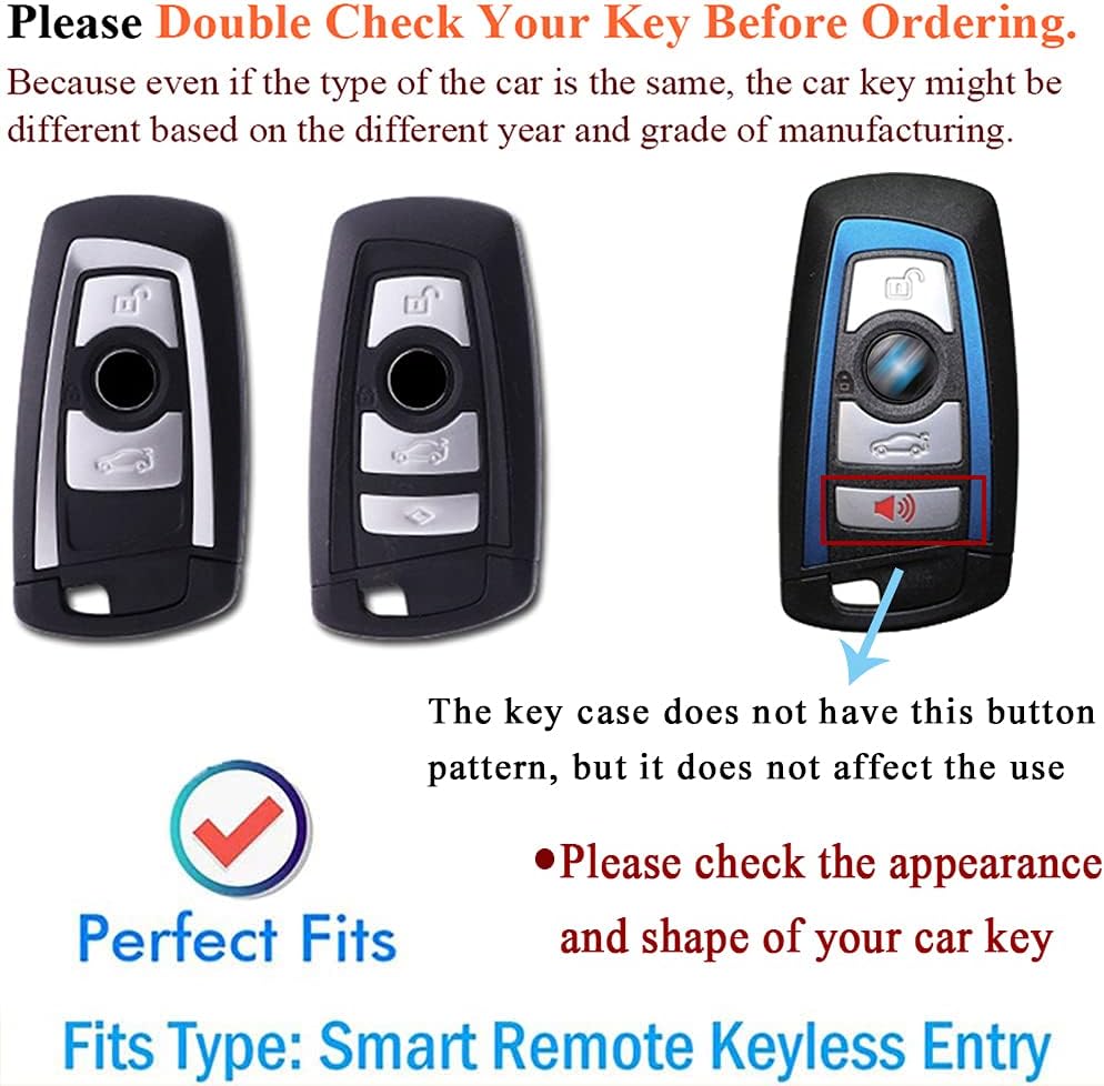 SANRILY Fashion and Elegant Key Fob Protector for BMW X3 3 4 5 6 7 Series X4 M5 M6 Keyless Entry Full Protection Key Cover Case with Key Chains Gray