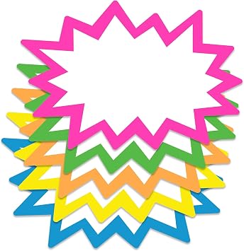 Starburst Signs with Stickers 100pcs | Sale Price Tags for Garage Sale, Estate Sale, Yard Sale, Retail Supplies. 50pcs Price Sign Cards & 50pcs Strong Sticker Dots. 2x3 inch Neon
