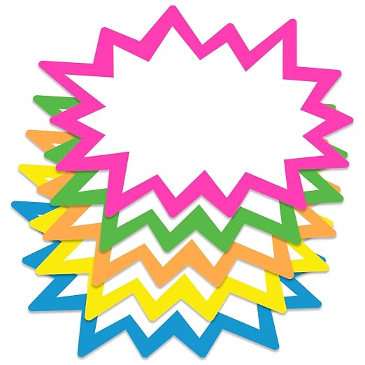 Starburst Signs with Stickers, Pack of 100, Sale Price Signs for Garage Sale, Real Estate Sale, Yard Sale, Retail Supplies, 50 Pack Price Tag Cards and 50 Pieces Strong