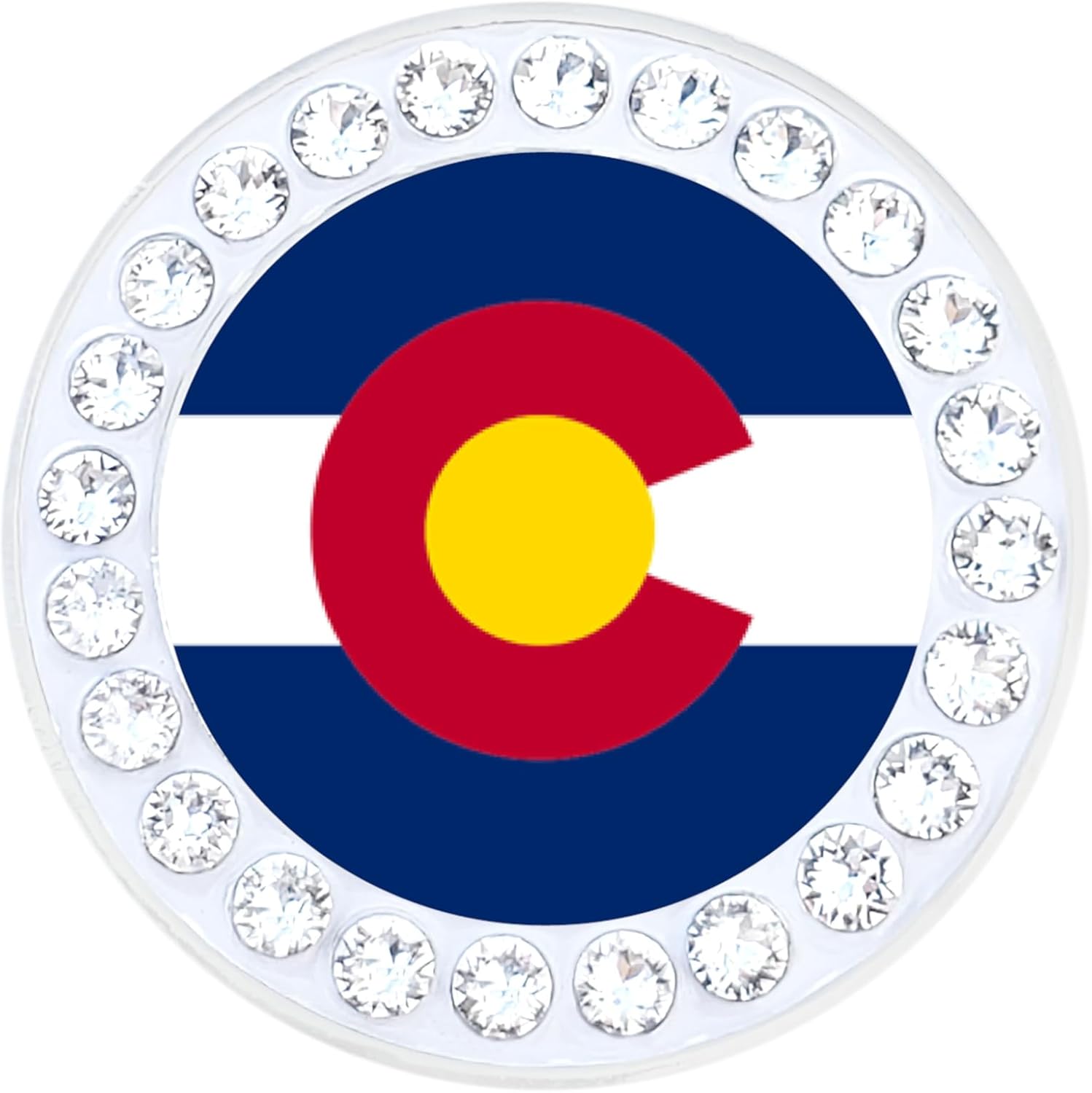 NAVIKA Colorado Flag Golf Ball Marker with Crystals | Magnetic Hat Clip Included | Colorado Accessory for Golfers | Denver/Aspen Golfing Souvenir