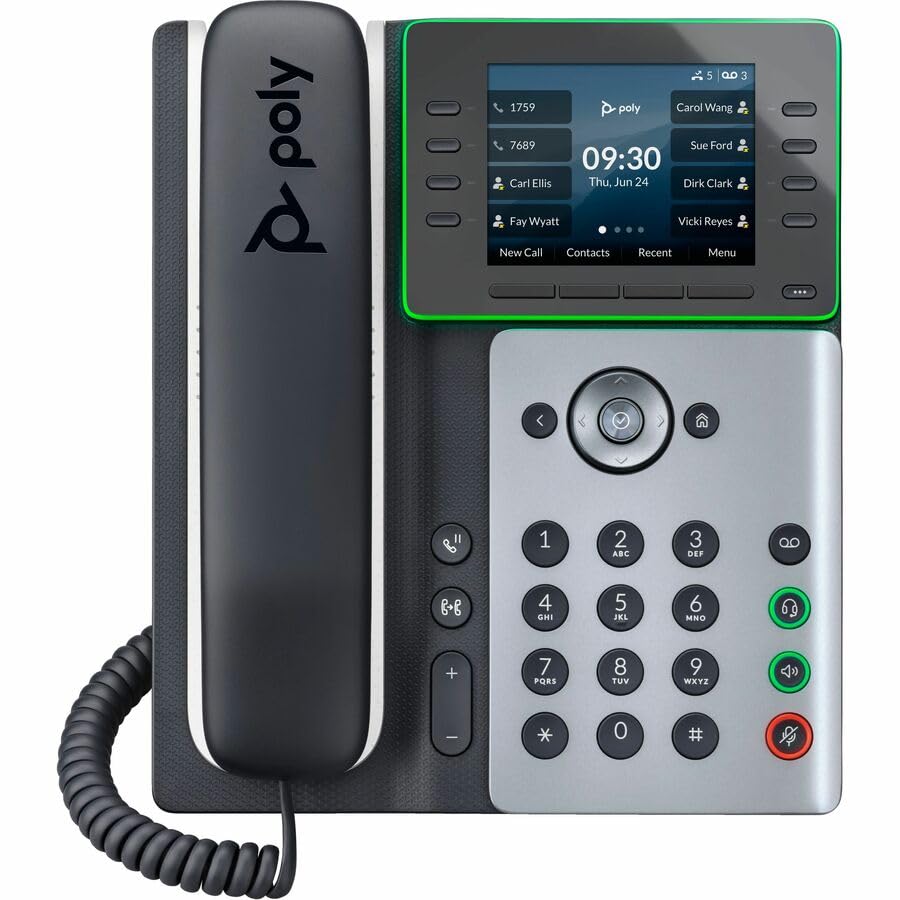 Poly Edge E350 IP Phone - Corded - Corded/Cordless - Wi-Fi, Bluetooth - Desktop, Wall Mountable - Black - VoIP - IEEE 802.11a/b/g/n/ac - 2 x Network (RJ-45) - PoE Ports
