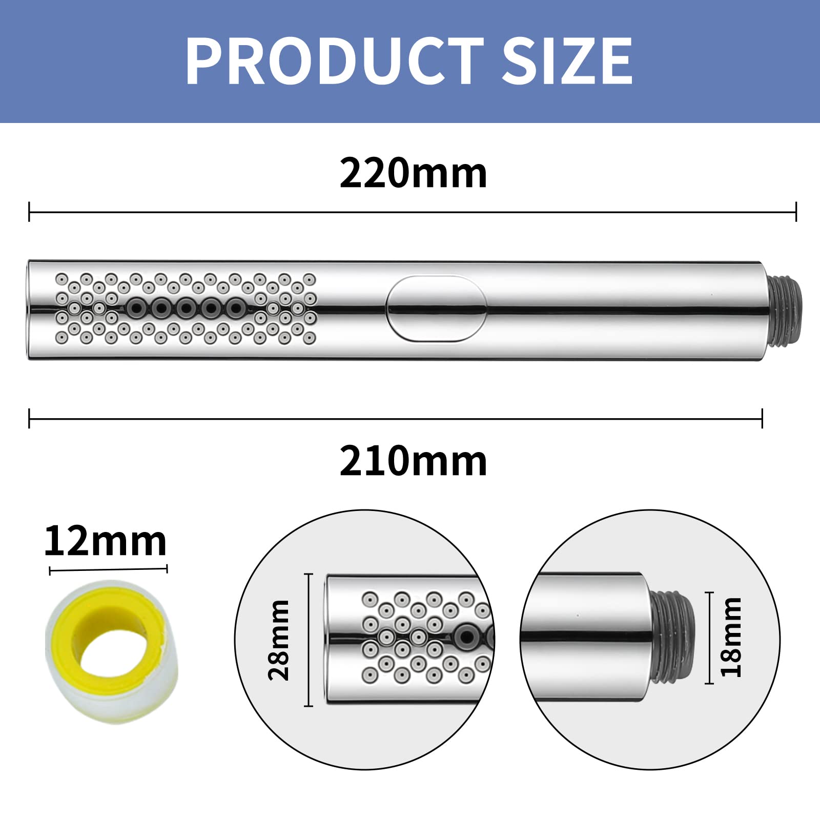 Soffione Doccia, 3 Funzioni Doccia a Mano ad Alta Pressione, ABS Cromato Doccino per Doccia con Ugello in Silicone (Argento)