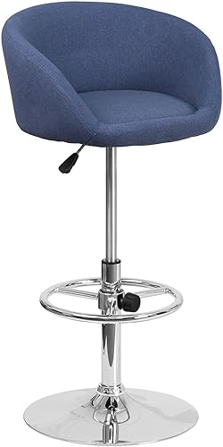 Vista 18 de Flash Furniture Luis - Taburete de bar contemporáneo de vinilo negro con respaldo de barril y base cromada