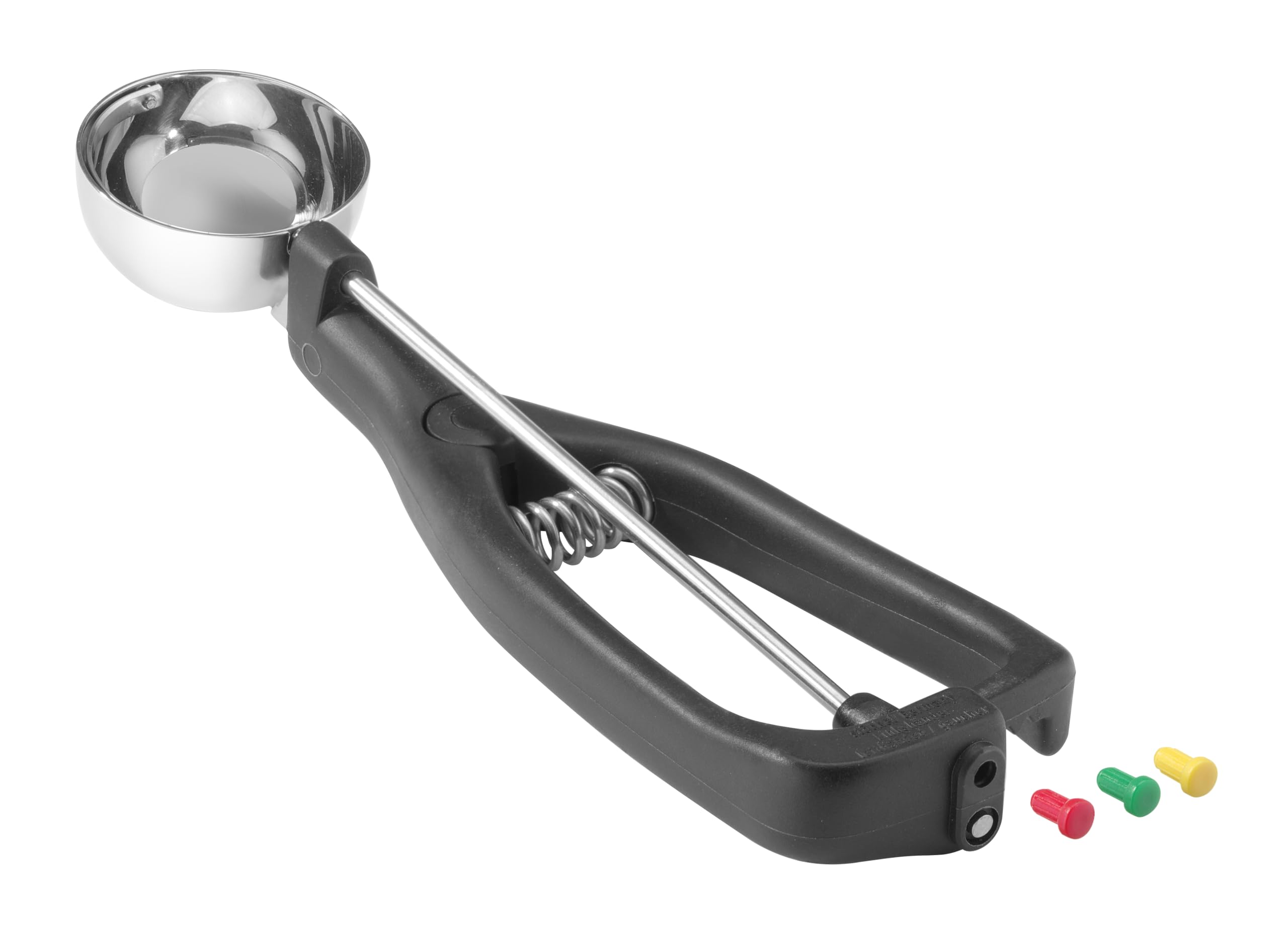 HENDI Eisportionierer für Linkshänder, Stöckel, mit Auslöser, mit farbiger Pins, ergonomischer Griff, Eislöffel, Eiscreme Löffel, Eiscreme Kugel, 1/30, ø49mm, Edelstahl, Polyamid