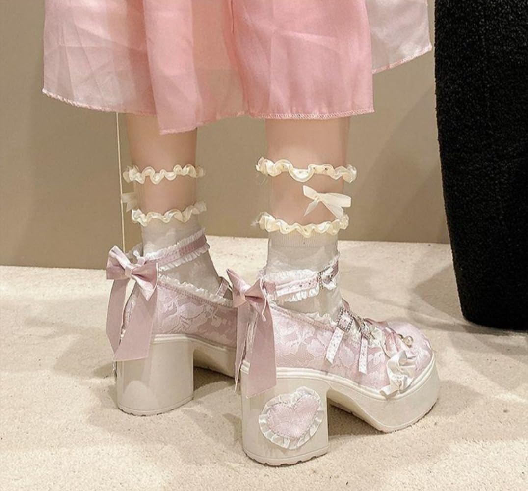 Jirai Kei Platform Emo Shoes Harajuku Gyaru Mary Jane Cutecore Canvas Ankle Strap Round Toe Y2K Tenshi Kawaii Comfort Wear Walking Shoes Jfashion Goth Punk Lolita Shoujo Outfit for Women Girls