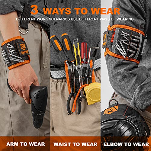 Ampas Magnetic Wristband For Holding Screws, Nails And Drilling Bits，Tool Gift For Men, Women, Magnetic Wrist Tool Holder Belts With 15 Strong Magnets, Cool Gadgets For Diy Handyman, Dad, Husband, Boyfriend, Carpenter #TOP3