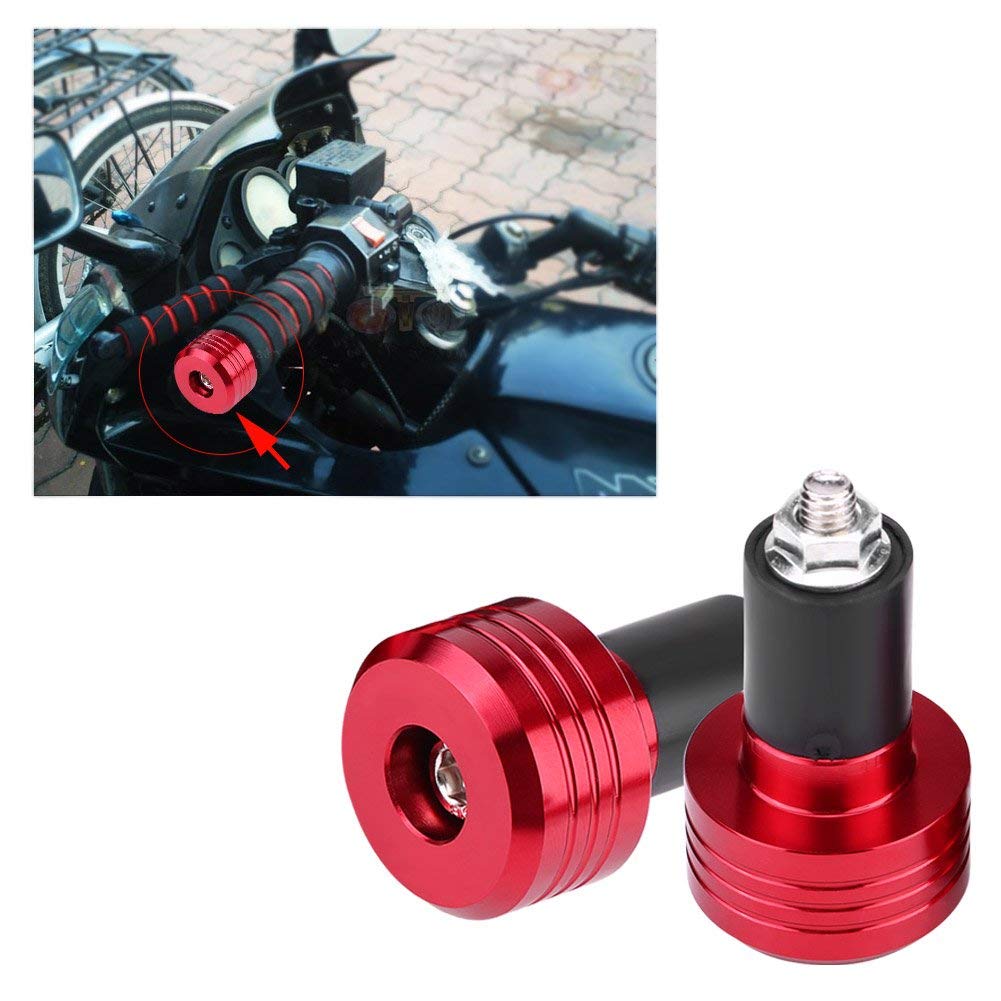 Qiilu - Puntas de Manillar Universal antivibraciones, 22 mm, Universal de Aluminio para Motocicletas (Rojo)