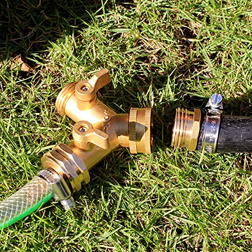 Image of Solid Brass Garden Hose Repair kit Connector with Clamps 5 /8 inch Barb x 3 /4 inch Female,Fit for Garden Hose Fitting,Male and Female Hose Fittings