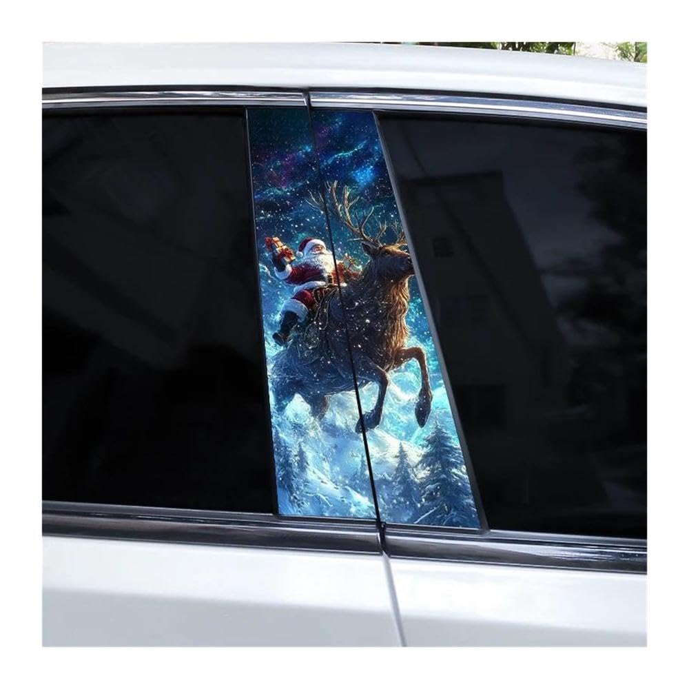 Decorative Items 2pcs Car B-Pillar Waterproof Sticker Santa Claus Elk Sticker DIY Car Window Pillar Sticker(F)