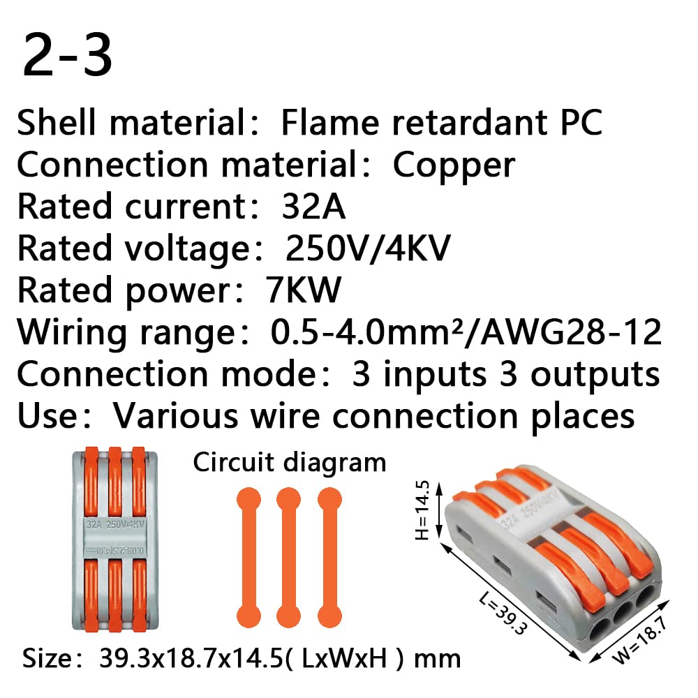 10/25/50/100PCS Wire Connectors 2-2 Terminal Block Conductor SPL Push-in Terminal Block Cable Splitter LED Light conector(2-3,25 PCS)
