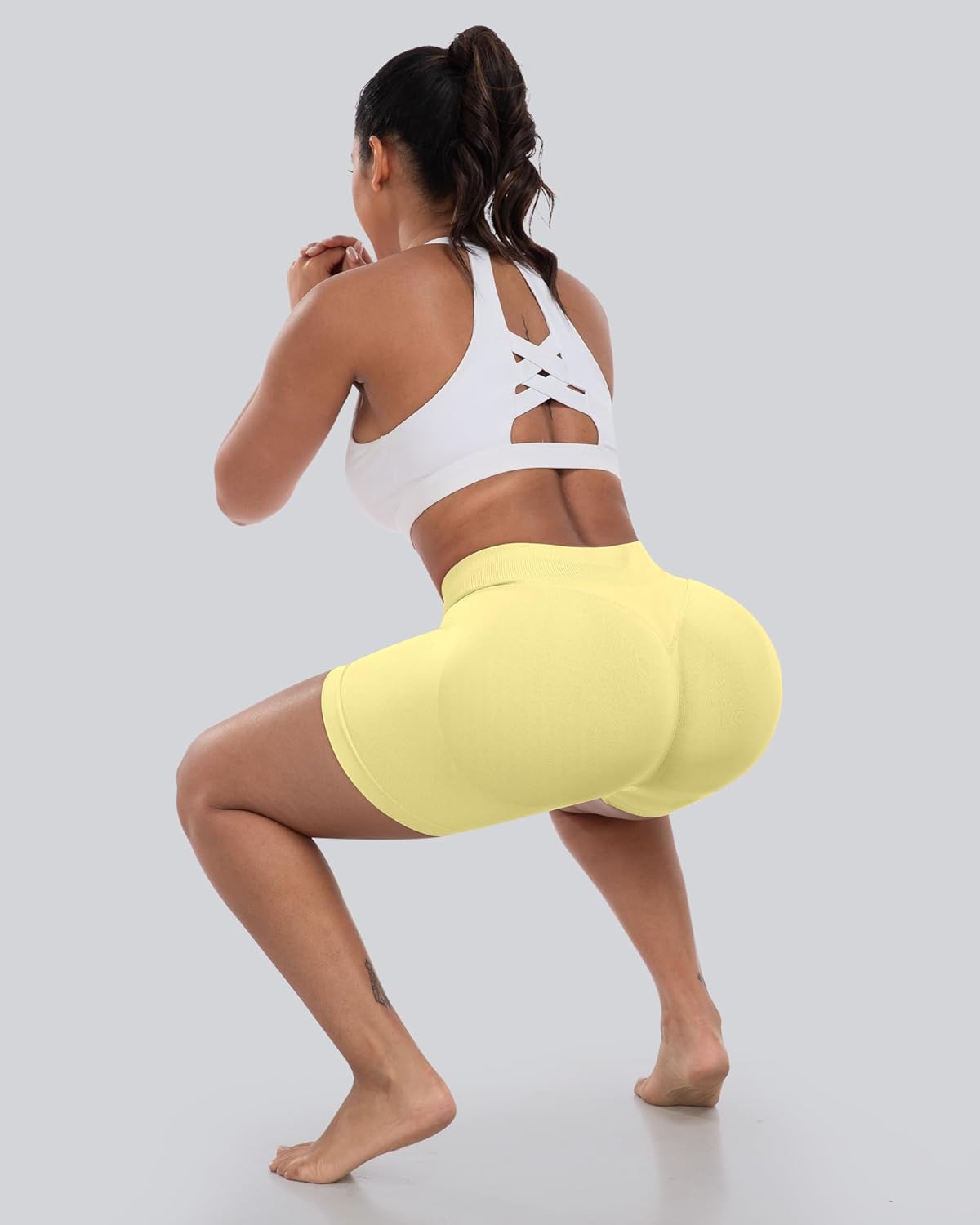 CHRLEISURE Workout Gym Biker Shorts, High Waisted Butt Lifting Scrunch Butt Sports Seamless Shorts Sets 4 Piece
