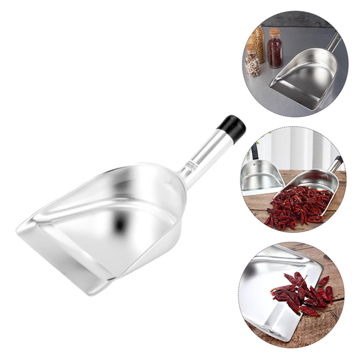 Pelle à Nourriture en Acier Inoxydable Multipurpose Pratique Cuisine Pelle à Riz et Légère et Solide Argentée