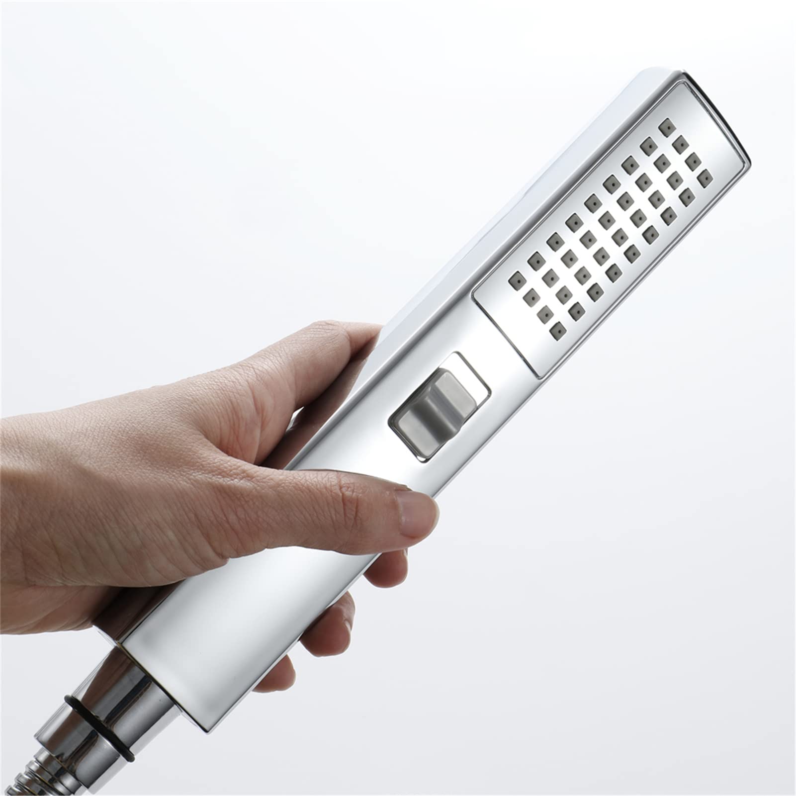 Soffione doccia portatile, soffione doccia ad alta pressione con palmare, tubo flessibile da 1,5 m, supporto in ottone, soffione doccia a pioggia, soffione doccia con modalità Jet,Cromo