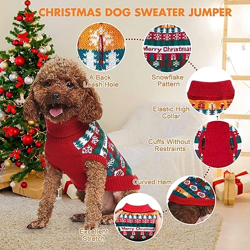 Fiyade Dog Sweater Christmas Jumper, Xmas Coat for Dogs Cat Soft Knitwear Pullover Winter Dog Coat - Image 4