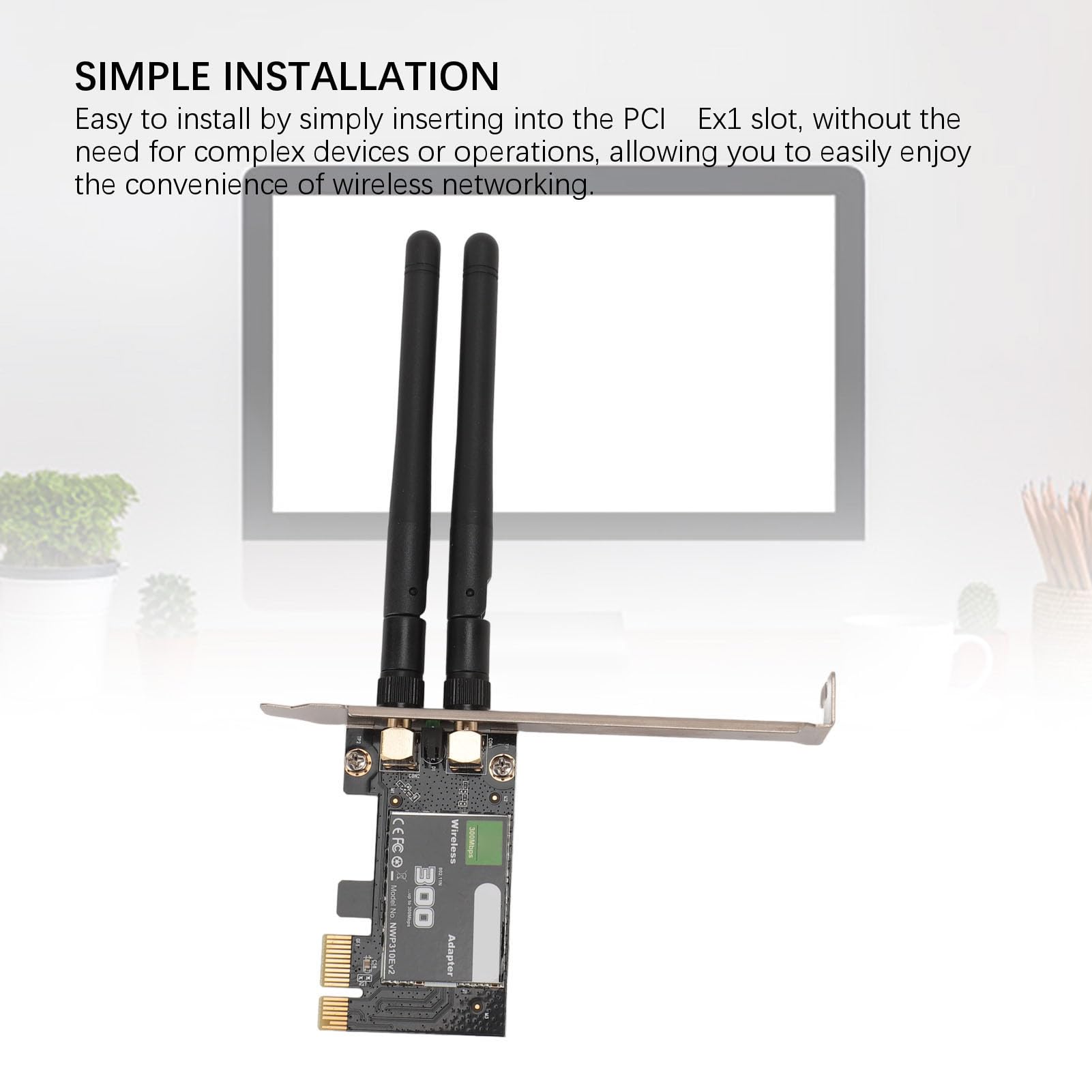Adattatore Wireless Scheda Di Rete Interna WI-FI 300Mbps 2 Antenne 2dBi Tenda W322e
