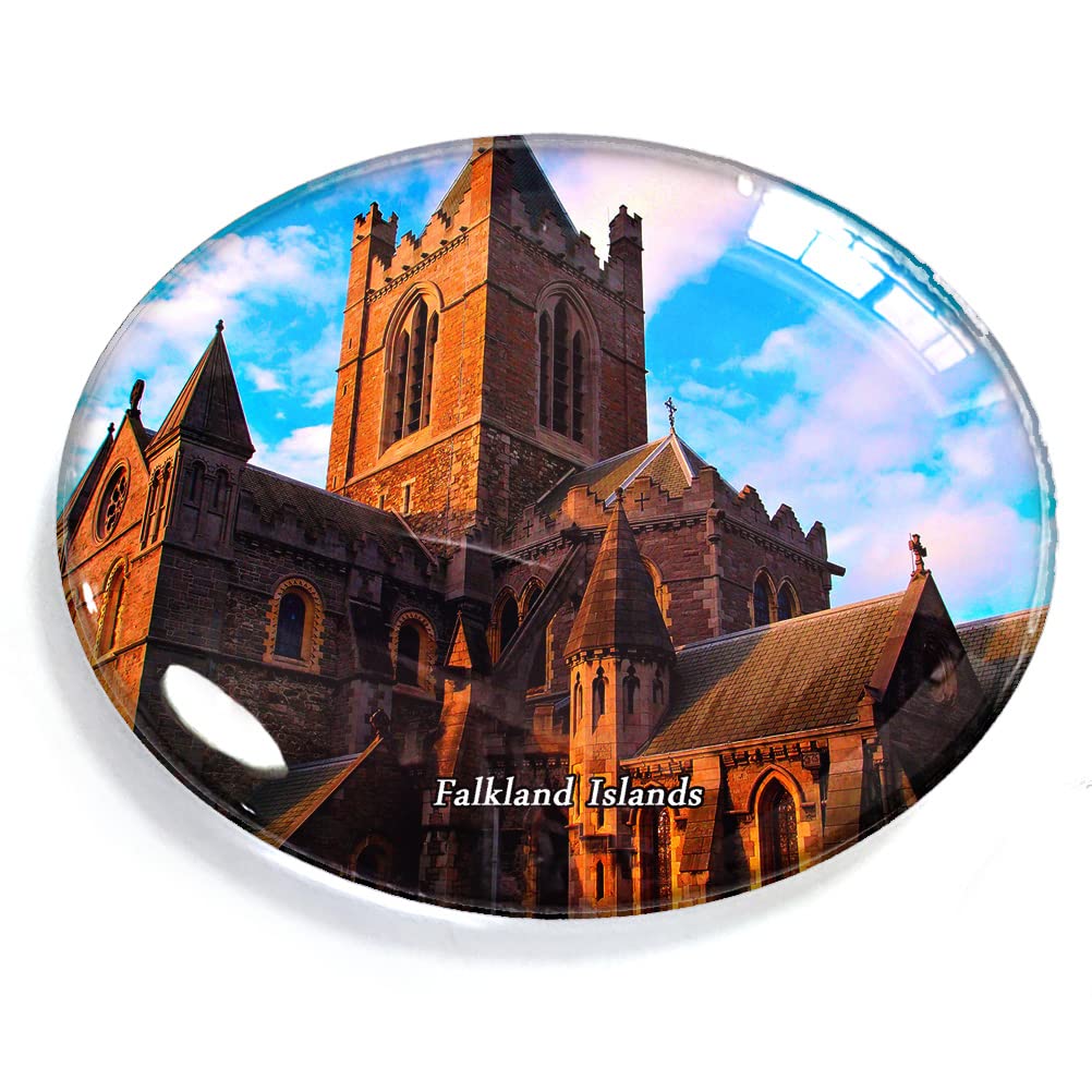 Falkland Islands-1546 Falkland Islands Magnet Fridge Refrigerator Freezer Magnet Sticker Souvenir Decorations Oval Crystal Magnet Kitchen Whiteboard