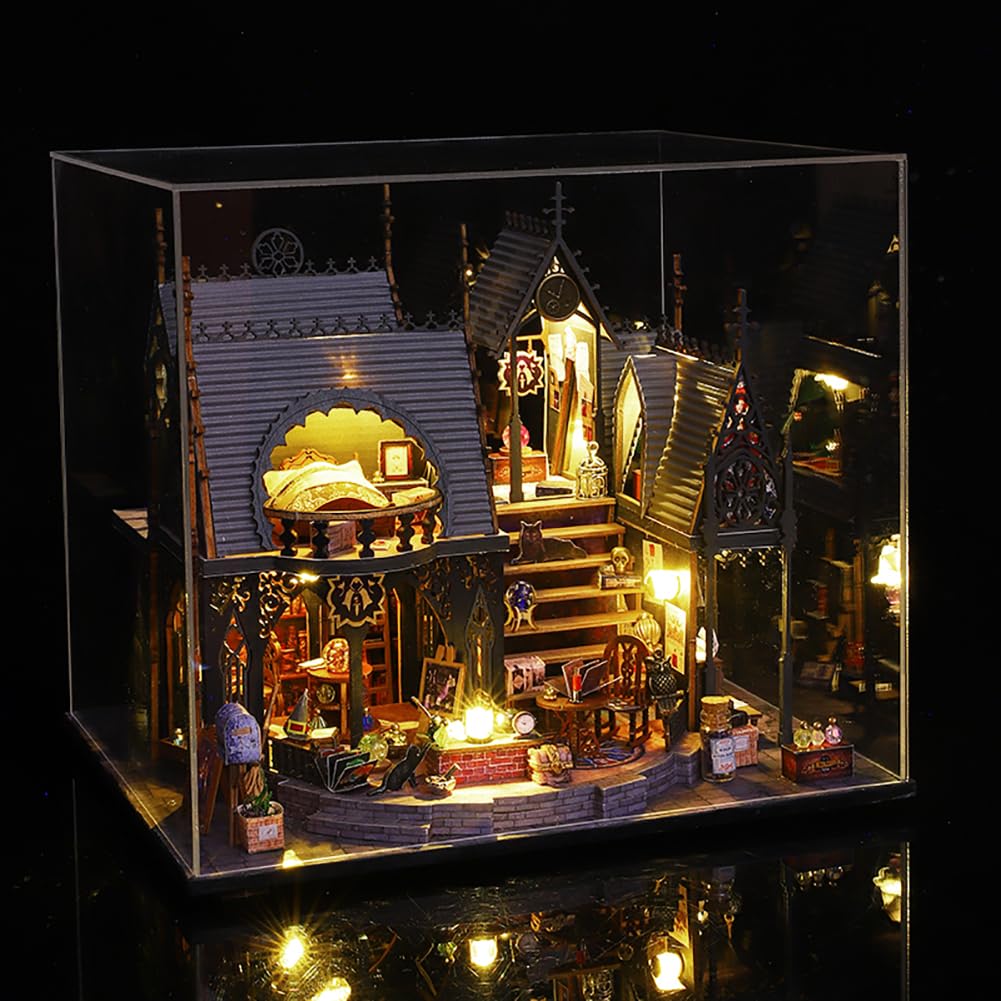 TOPBSFARNY DIY Wooden Puzzle Architectural Model 3D Mini Dollhouse Furniture Kit with Music and LED Lights Creative Room Best for Teenagers (ES011-ZY)