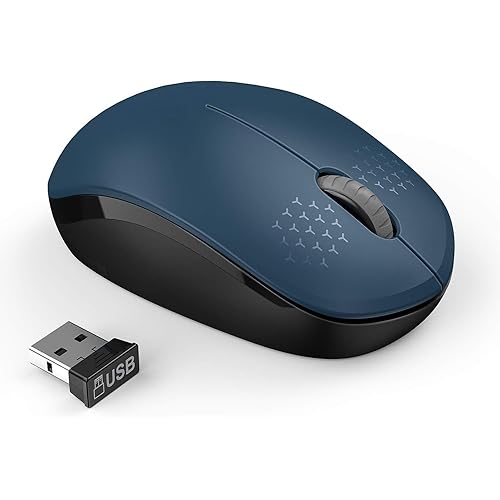 Wireless Mouse, 2.4G Noiseless Mouse with USB Receiver - seenda Portable Computer Mice for PC, Tablet, Laptop, Notebook - Blue & Black