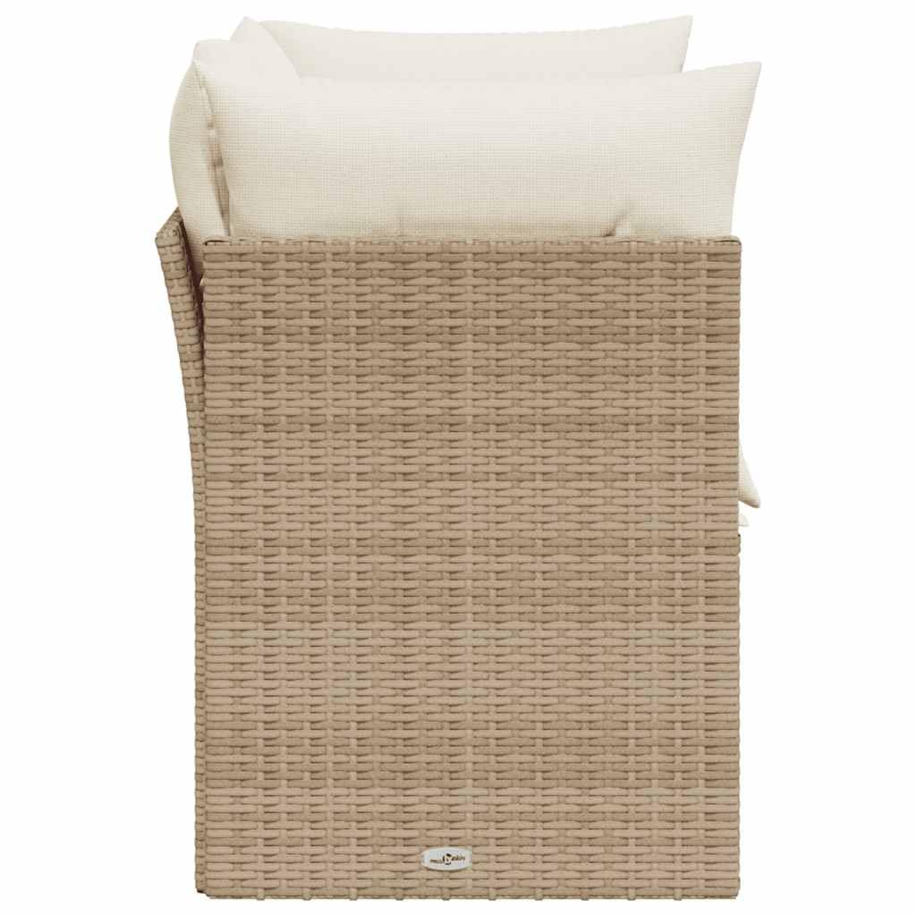 Divano da Giardino 2 Posti in Rattan PE Beige con Cuscini | Ideale per terrazzo e balcone, questo set modulare offre comodo spazio contenitore sotto la seduta per esterni.