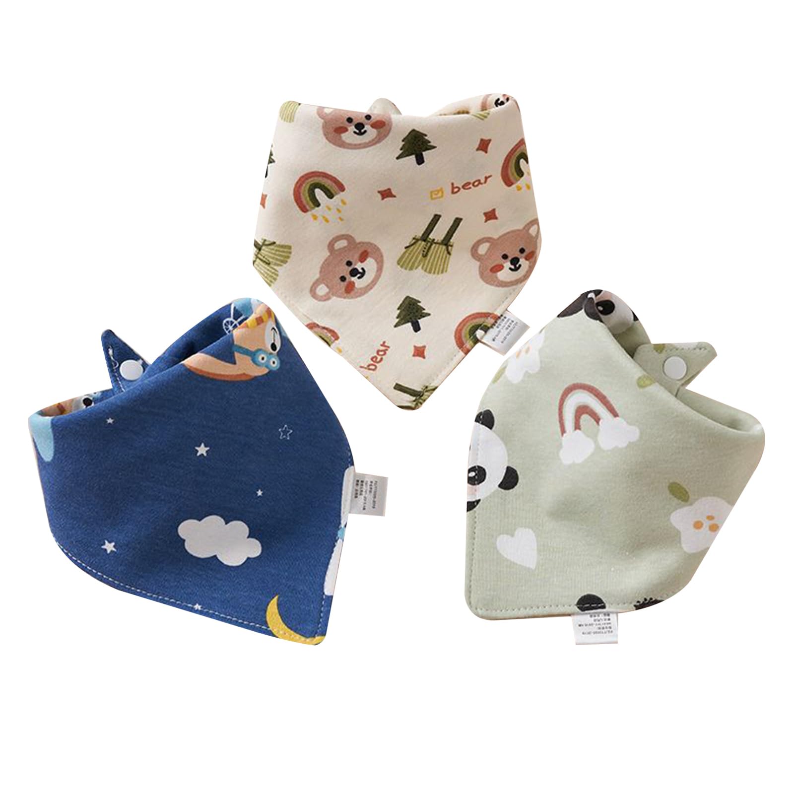 xueneige Lovely Baby Bandana Dribble Bibs 3 PCS Super Soft and Absorbent Drool Bibs with Adjustable Snaps for Toddlers