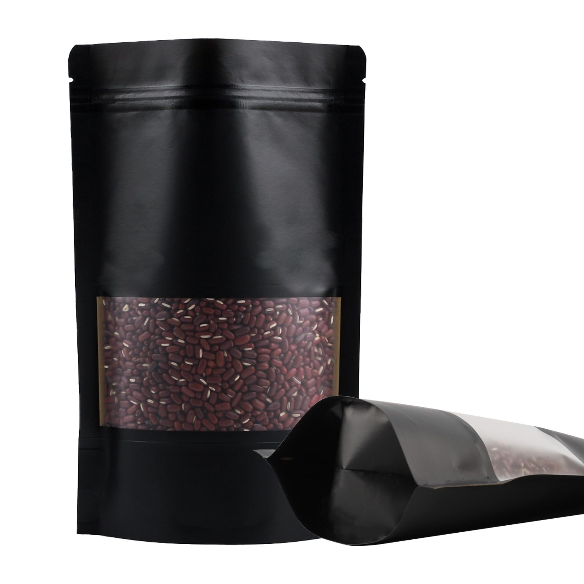 100 Pack Bags, Resealable Bags with Clear Window, Stand-up Bags for Sealing Storage, Scratch Resistant Hand Storage Bags. (Black, 3.85×5.7 Inch)