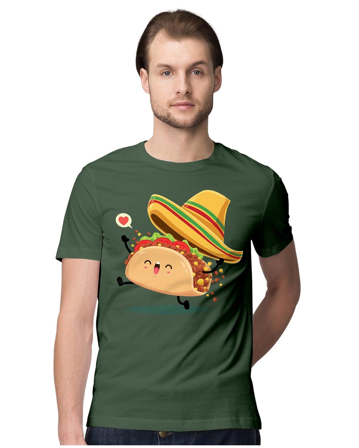 HeybrohMen's Regular Fit T-Shirt Awesome Kawaii Lovable Mexican Taco 100% Cotton T-Shirt
